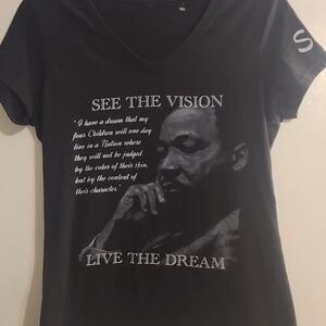 Black Graphic V-Neck Women Top